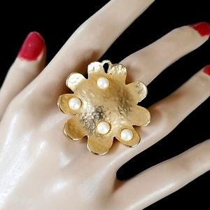 Hand Crafted Repurposed Vintage Earrings Adjustable Ring NWT